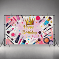 thumbnail image 5 of Cosmetics Themed Happy Birthday Banner Background Party Decoration Photography Prop Backdrop Birthday Celebration Party Supplies, 5 of 6