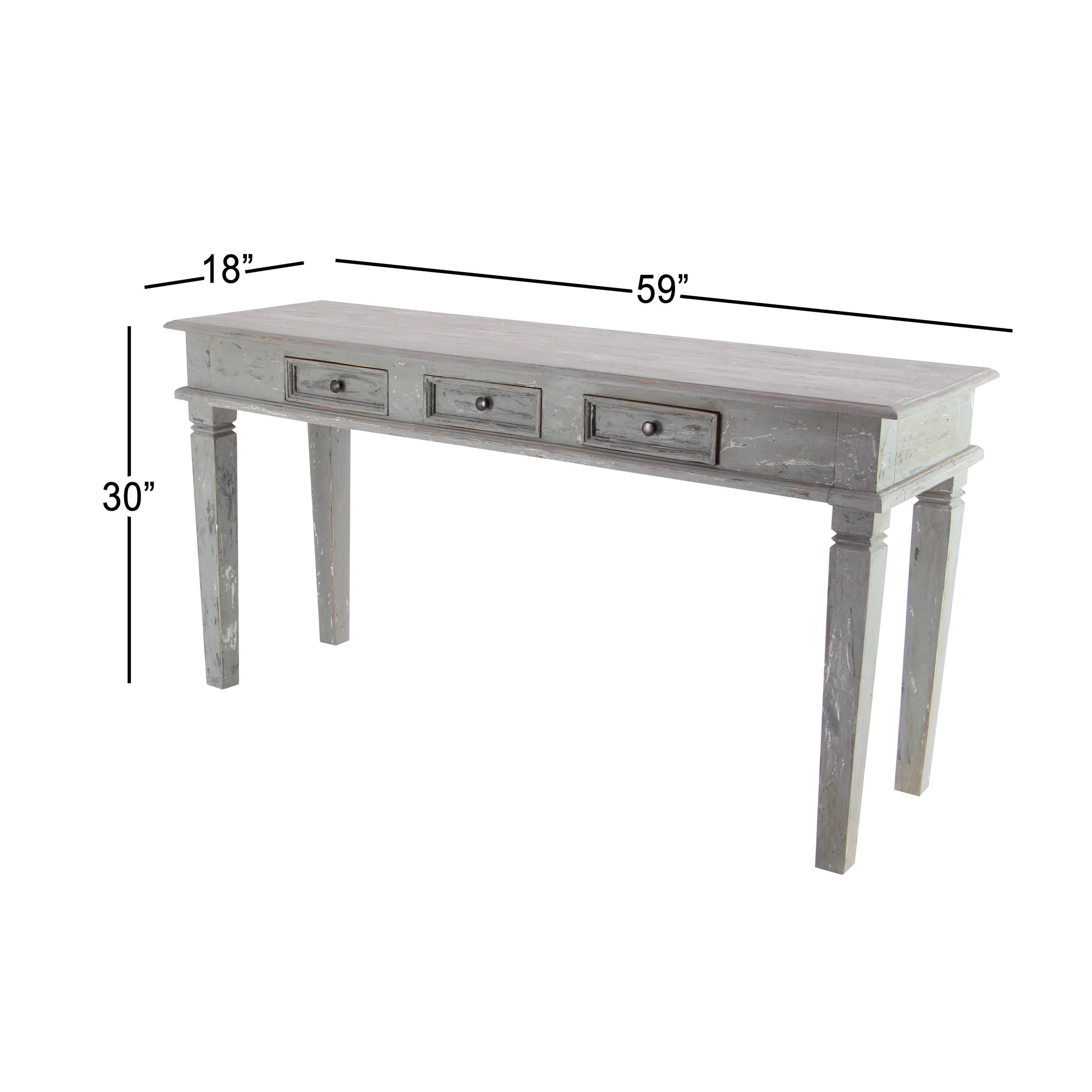 DecMode 30" x 59" Grey Mahogany Rustic Console Table