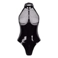 thumbnail image 1 of Catsuit Wetlook Halter club nocturno Sunnimix Body de malla negra para mujer, 1 of 8