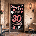 thumbnail image 6 of Pink and Black Themed 30th Birthday Banner with Balloons Party Decorations Backdrop Happy Birthday Party Supplies Photography Props Party Decors, 6 of 7