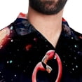 thumbnail image 5 of Starry Sky Flamingo Men's Short Sleeve Hawaiian Print Button Down Beach Shirt, 5 of 6