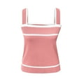thumbnail image 3 of Women's Tennis Tanks Square Neck Knit Crop Tank Tops with Slim Color Block Sleeveless Shirt Pink M, 3 of 3