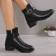 thumbnail image 2 of NECHOLOGY Botas Mujer Zapatos Botines para mujer Botas clásicas simples para mujer, color negro liso, hebilla de cinturón, tacón grueso, cremallera lateral, botines versátiles (Black, 7.5), 2 of 6