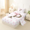 thumbnail image 2 of Erosebridal Aesthetic Coquette Bowknot Twin Sheet Sets,Letter P Monogrammed Bedding For Girls Kids,Pink White Brown 3-Piece, 2 of 6