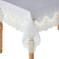 thumbnail image 1 of Violet Linen Versailes Embossed Embroidered Vintage Lace Design, Polyester Jacquard Tablecloths, 70" X 108", White, 1 of 3