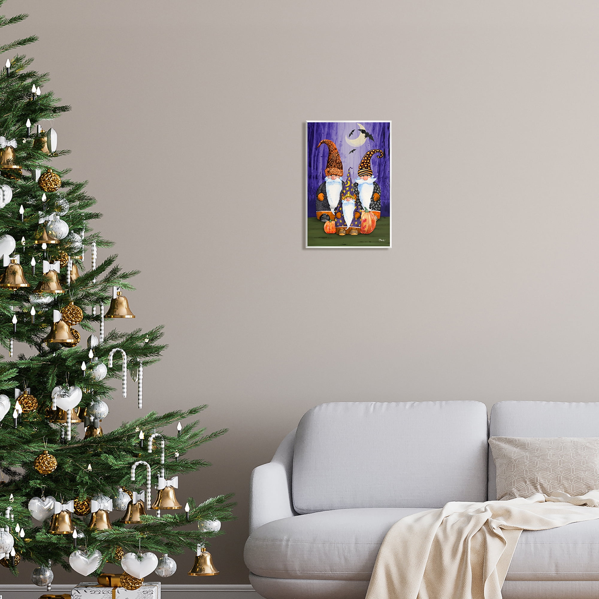 Stupell Industries Three Halloween Gnomes Holiday Painting Unframed Art Print Wall Art, 10 x 15