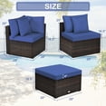 thumbnail image 3 of Costway 4PCS Patio Rattan Furniture Set Sofa Ottoman Cushion Garden Deck Navy, 3 of 10