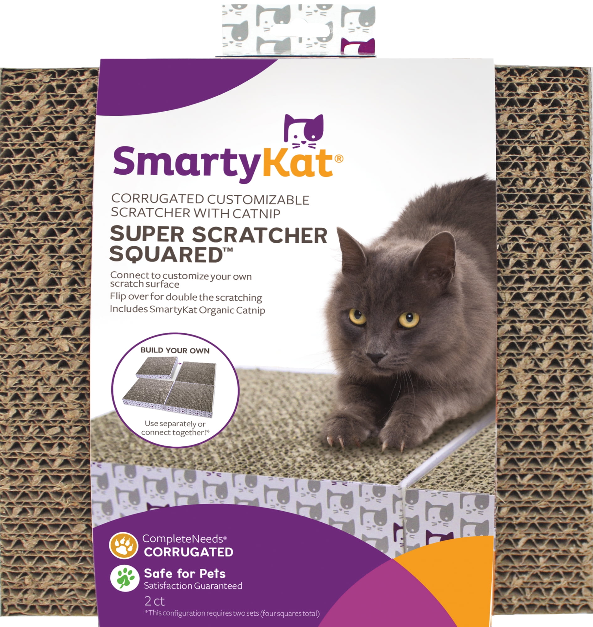 SmartyKat Super Scratcher Squared Set of 2 Corrugate Cat Scratchers