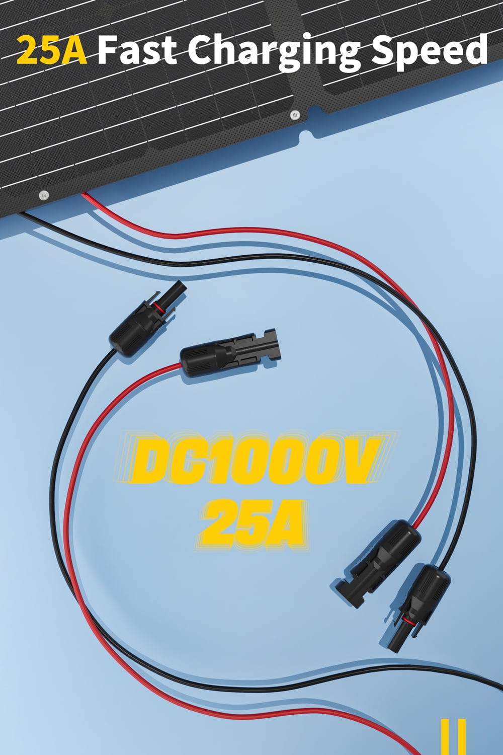 Enernova 25Ft Solar Charge Cable 4-in-1 Solar Connector to XT60, Anderson, DC5521, DC7909 Adapter Connector Connect Solar Panel for Portable Power Station Solar Generator