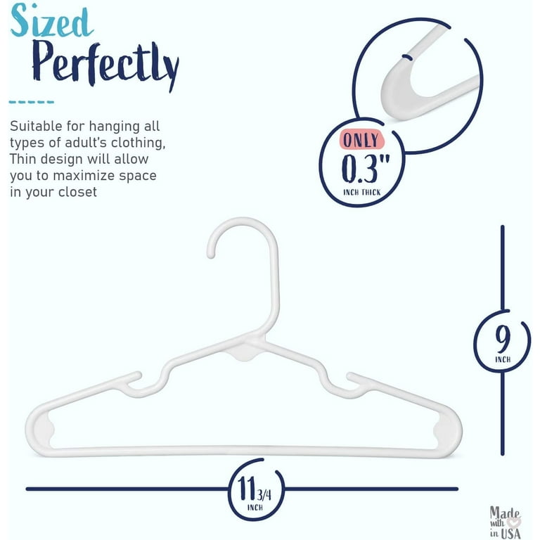 Hangorize USA Made Premium Children's Clothes Hangers - Youth Hangers -  Very Durable Heavy Duty Tubular Kids Hangers Plastic - Baby Hangers for