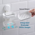 thumbnail image 4 of Jabonera de ducha Jabonera Doble ventosa Montaje en pared Sin perforar Autodrenante Extraíble Resistente al agua Varilla de succión fuerte Jabonera Soporte de esponja Ducha Baño Cocina TUNC Sencillez, 4 of 4