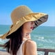 thumbnail image 5 of Sombrero de pescador de paja con ala ancha y lazo recortado, sombrero de cubo con empalme, gorra enrollable plegable para mujer, sombrero de playa para el sol con protección UPF 54+, 5 of 5