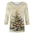 thumbnail image 4 of Christmas Shirts for Women 3/4 Sleeve Tops Graphic Print Crewneck T Shirts Casual Loose Pullover Tunic Tops Cute Xmas Party Blouse, 4 of 4