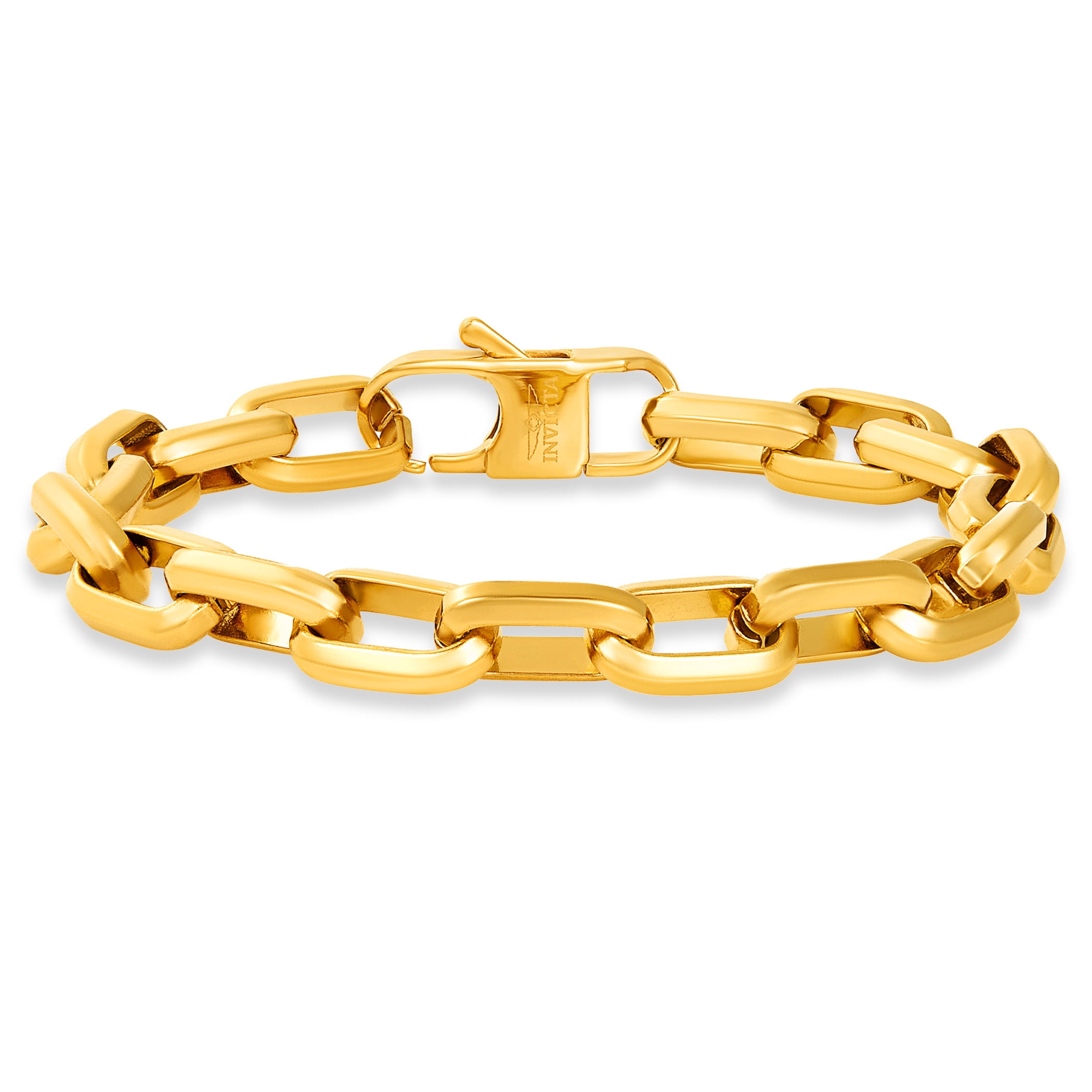 Invicta Jewelry Men's Large Nautical Oval Link Chain Gold Plated Bracelet (10mm) - 9"