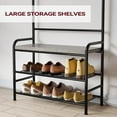 thumbnail image 3 of EDTara Hall Tree Shoe Bench, 4-in-1 Industrial Entryway Storage Bench with 8 Sturdy Hooks, Freestanding Coat Rack for Small Spaces, Apartments, Retro Brown, 3 of 7
