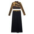 thumbnail image 3 of Raenseen Kids Girls 2 Piece Lyrical Jazz Dance Outfit Sequin Crop Top and Wide Leg Chiffon Pants Hip Hop Dance Set Gold 10, 3 of 7