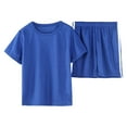 thumbnail image 4 of Ccpelsie Boys Two Piece Outfit Set Kids Short Sleeve Tops and Shorts Clothing Set for Kids Summer Casual Set(Blue,7-8 Years), 4 of 7