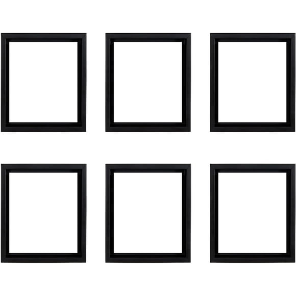 Floating Frame for 3/4" Deep Canvases - 5x7" Black - Ideal for Galleries Home - Wood Floater Frames for Canvas Paintings - Complete Hanging Hardware