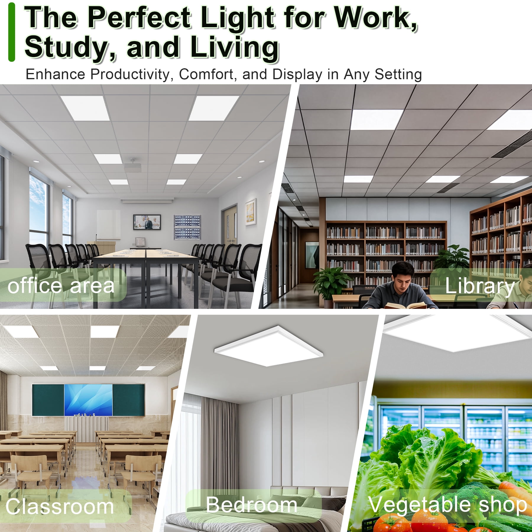 GT-Lite 2 ft. x 2 ft. 4200 Lumen LED Flat Panel Ceiling Flush Mount Light, White, 2-Pack