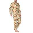 thumbnail image 2 of Picia Floral Strawberr Pattern Men’s Long-Sleeve Sleepwear Set - Soft 2-Piece Loungewear with Pockets, Comfy PJs for Relaxing Nights-Small, 2 of 7