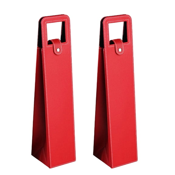 Set of 2 Elegant Leather Wine Carriers Portable Champagne Gift Bags for Picnics and Wedding Celebration Party Supplies
