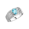 thumbnail image 4 of Rylos Sterling Silver Classic 8X6MM Oval Blue Topaz & Sparkling Diamond Ring - Birthstone Jewelry for Men -Size 9, 4 of 8