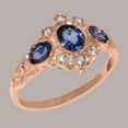 thumbnail image 2 of LBG British Made 10k Rose Gold Real Natural Sapphire & Diamond Womens Statement Ring - 33 size options - Size 8, 2 of 5