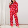 thumbnail image 3 of Junzan Red Love Heart Print Womens Pajama Sets,Long Sleeve Button Down For Women Pjs 2 Piece, 3 of 9