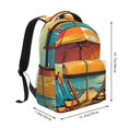 thumbnail image 2 of Haiem Vintage Beach Sunset Printed School Backpack,Casual Travel Lightweight Backpack,Durable Comfortable Multifunctional Backpack,Laptop Backpack, 2 of 6