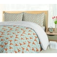 thumbnail image 5 of Ambesonne Cartoon Duvet Cover Set, Funny Fox Faces Stripes, 2-Calking, Pale Blue Cinnamon, 5 of 7