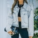 thumbnail image 4 of Abrigo de chaqueta de mezclilla con botón de bolsillo de manga larga de color sólido informal de moda para mujer Fridja  po1999, 4 of 9