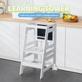 thumbnail image 2 of ZOPan  Bamboo Adjustable Height Kitchen Step Stool, Learning Tower & Helper Stool for Bathroom, Kitchen Counter - Designed Growth and Independenc, White, 2 of 8