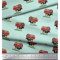 thumbnail image 2 of Soimoi Green Silk Fabric Barn & Cow Farm Decor Fabric Printed Yard 44 Inch Wide, 2 of 3