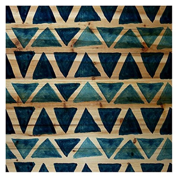 Marmont Hill "Blue Triangle Bows" Painting Print on Natural Pine Wood