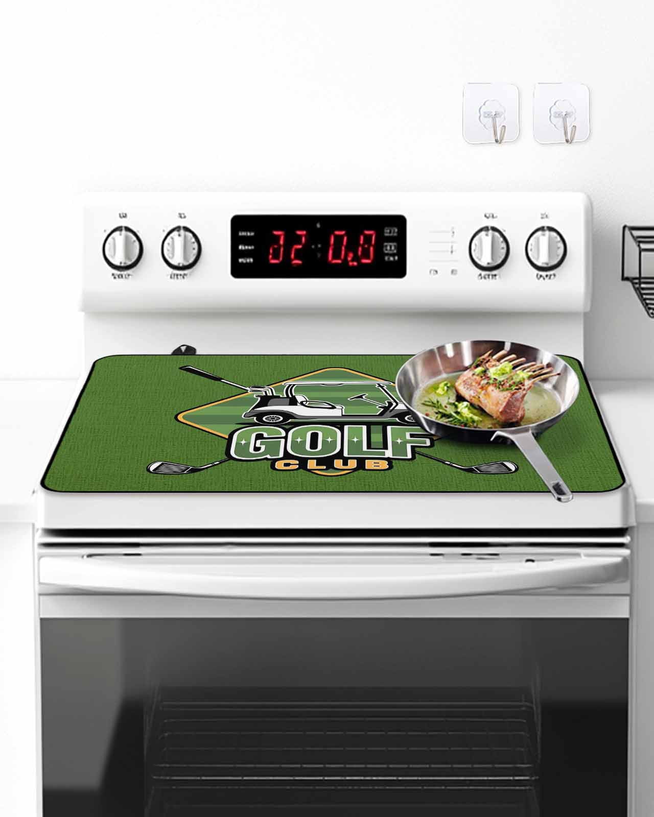 Stove Top Covers for Electric Stove, Golf Club Green Glass Stovetop Cover Protector, Abstract Vintage Golf Sports Induction Cooktop Protector Oven Mat for Kitchen Countertop 24"x21"
