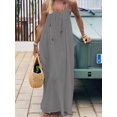 thumbnail image 2 of Women's Solid Color Cami Lounge Dress Spaghetti Strap Backless Maxi Dress Elegant Sleeveless Flowy Long Dress for Summer Casual Vacation Beach House Dress Sleepwear, 2 of 4
