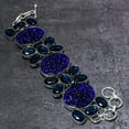 thumbnail image 2 of Natural Blue Moldavite Quartz, Iolite 925 Sterling Silver Bracelet 7-8", 2 of 2