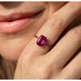thumbnail image 3 of vylahjewellery Vintage Style July Birthstone Jewelry Women's Hidden Halo Engagement Ring Emerald Cut Pink Gemstone Ring 14K Vermeil Yellow Gold Ring, 3 of 9