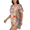 thumbnail image 2 of Rateoe Cute Lamas Pattern Women's Short-Sleeved Pajama Set - 2 Piece Soft and Lightweight Sleepwear Set-Large, 2 of 7