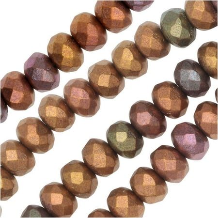 Rondelle Czech Glass Beads Czech Fire Polished Glass, Donut Rondelle Beads 5x3.5mm, 50 Pieces, Violet Rainbow ()