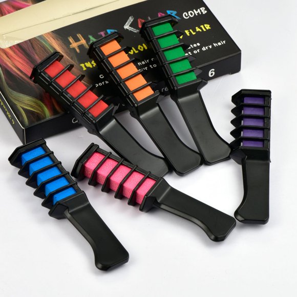 6-Piece Mini Temporary Hair Color Comb Set - Non-Permanent Versatile Hair Dye Combs for Easy DIY Hair Coloring, Instant Color Enhancement for All Hair Types, Perfect for Temporary Styling Experiments