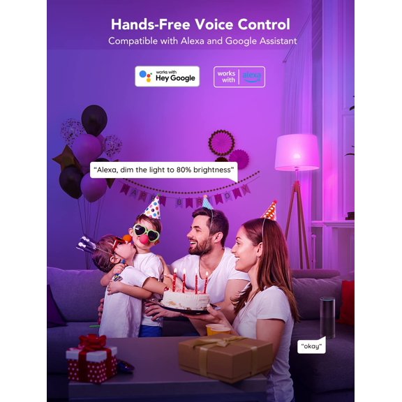 Smart Light Bulbs, WiFi & Bluetooth Color Changing Light Bulbs, Music Sync, 16 Million DIY Colors RGBWW Color Lights Bulb, Work with Alexa, Google Assistant Home App, 800 Lumen, 6 Pack