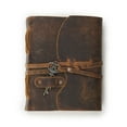 thumbnail image 2 of Leather Village Vintage Journal - Key Closure - Handmade Bound Journal for Men and women with Deckle Edge Paper - Book of Shadows (BROWN 6 x 4 inches), 2 of 8