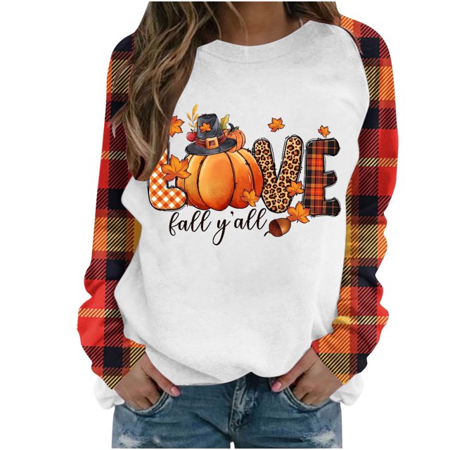Rbaofujie Chandails pour Femmes Imprimé Col Rond Manches Raglan Manches Longues Haut Chandail Blanc Graphique Chandails à Capuchon