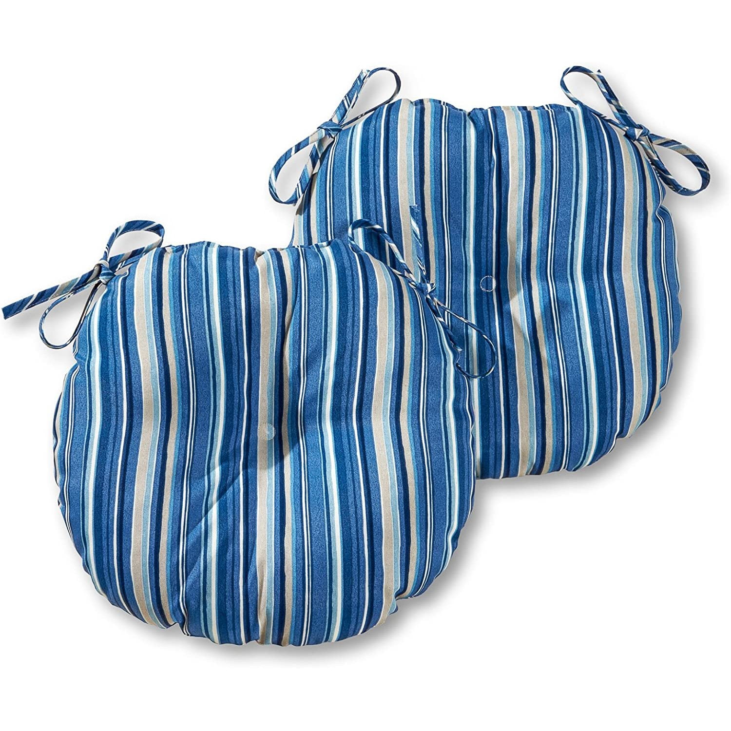 FulnKye 15 in. Round Outdoor Bistro Chair Cushion in Coastal Stripe