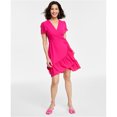 thumbnail image 1 of I.N.C Womens Rufflet Wrap Mini Dress, Pink, X-Large, 1 of 1