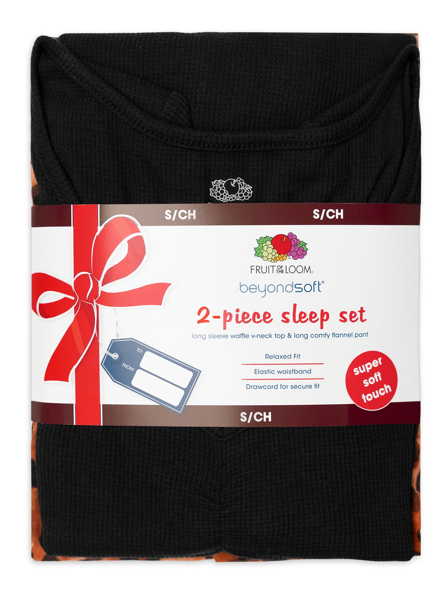 Fruit of the Loom Women's Beyond Soft Long Sleeve Waffle Top and Flannel Bottom Pajama Set, Sizes S-4X