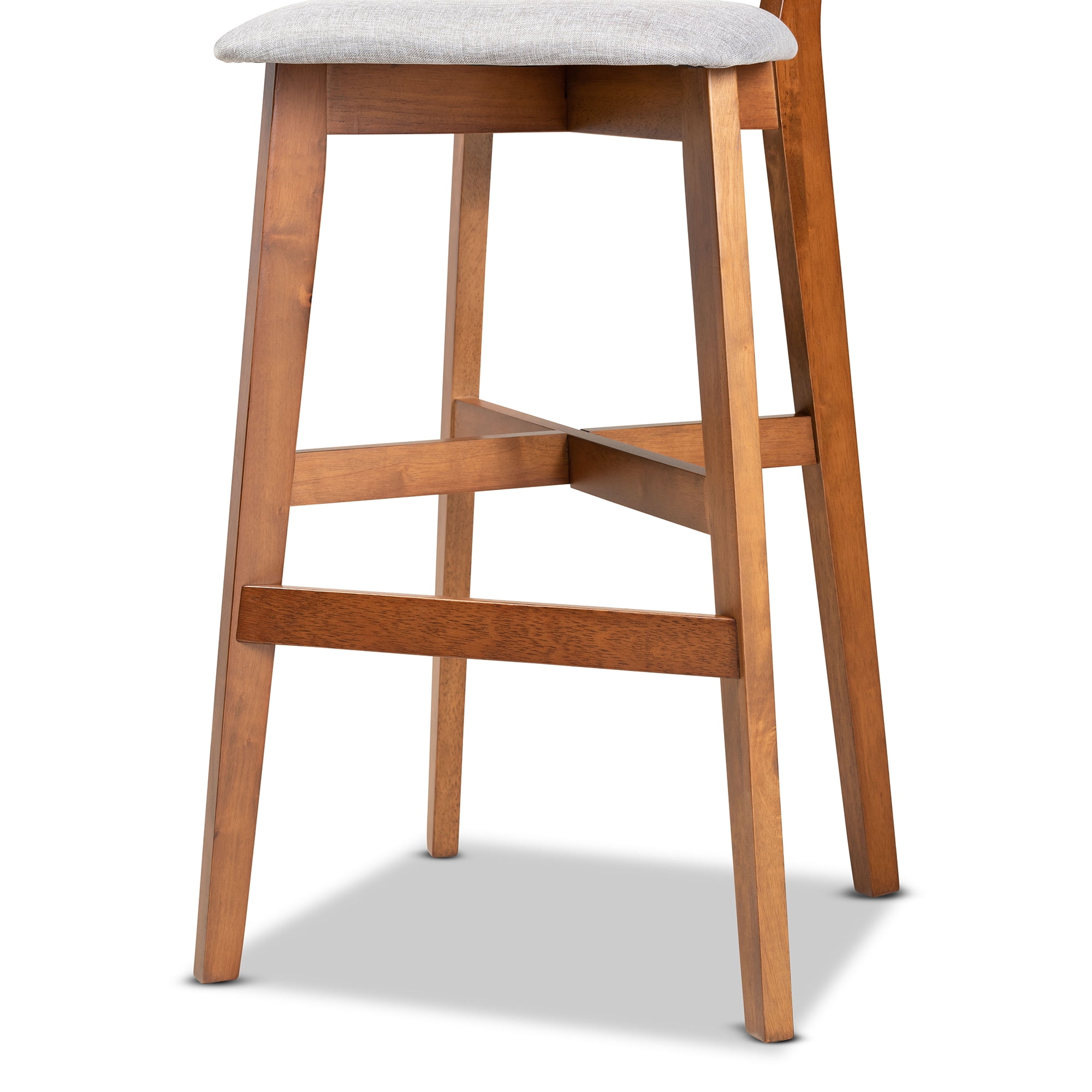 Baxton Studio Cameron Modern Grey Fabric Upholstered Bar Stool, Walnut Brown (Set of 2)