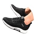thumbnail image 3 of HXWCHs Men's Casual Sneakers with Hidden Lift Height Elevator Mesh Trainers Lightweight Breathable Lace Up Sports Shoes for Everyday Wear 7.5 Black, 3 of 8