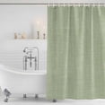 thumbnail image 3 of Sage Green Burlap Texture Shower Curtain, Waterproof Shower Curtains for Bathroom, Farmhouse Vintage Sage Green Washable Fabric Bathtub Curtain Set Bath Decor with 12 Hooks Extra Long 72"x96", 3 of 8